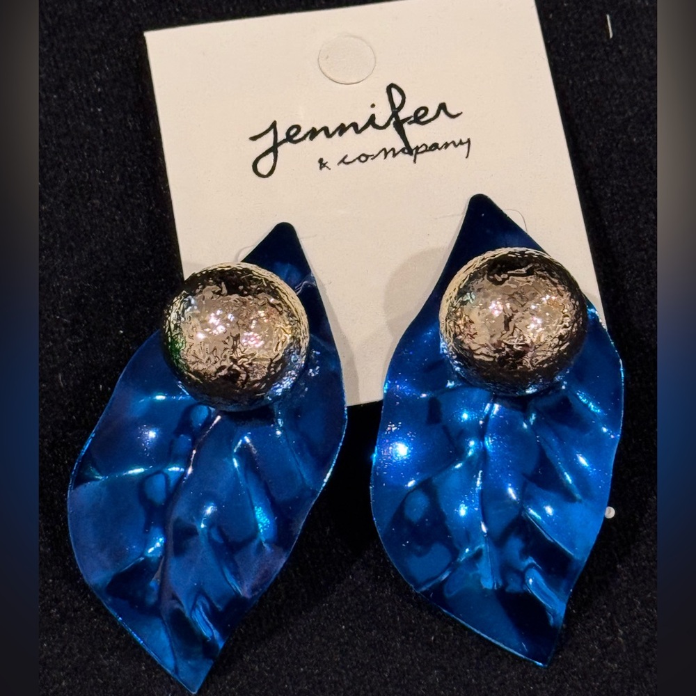 Jennifer & Company Blue Floral Post Statement Earrings Glam Boutique